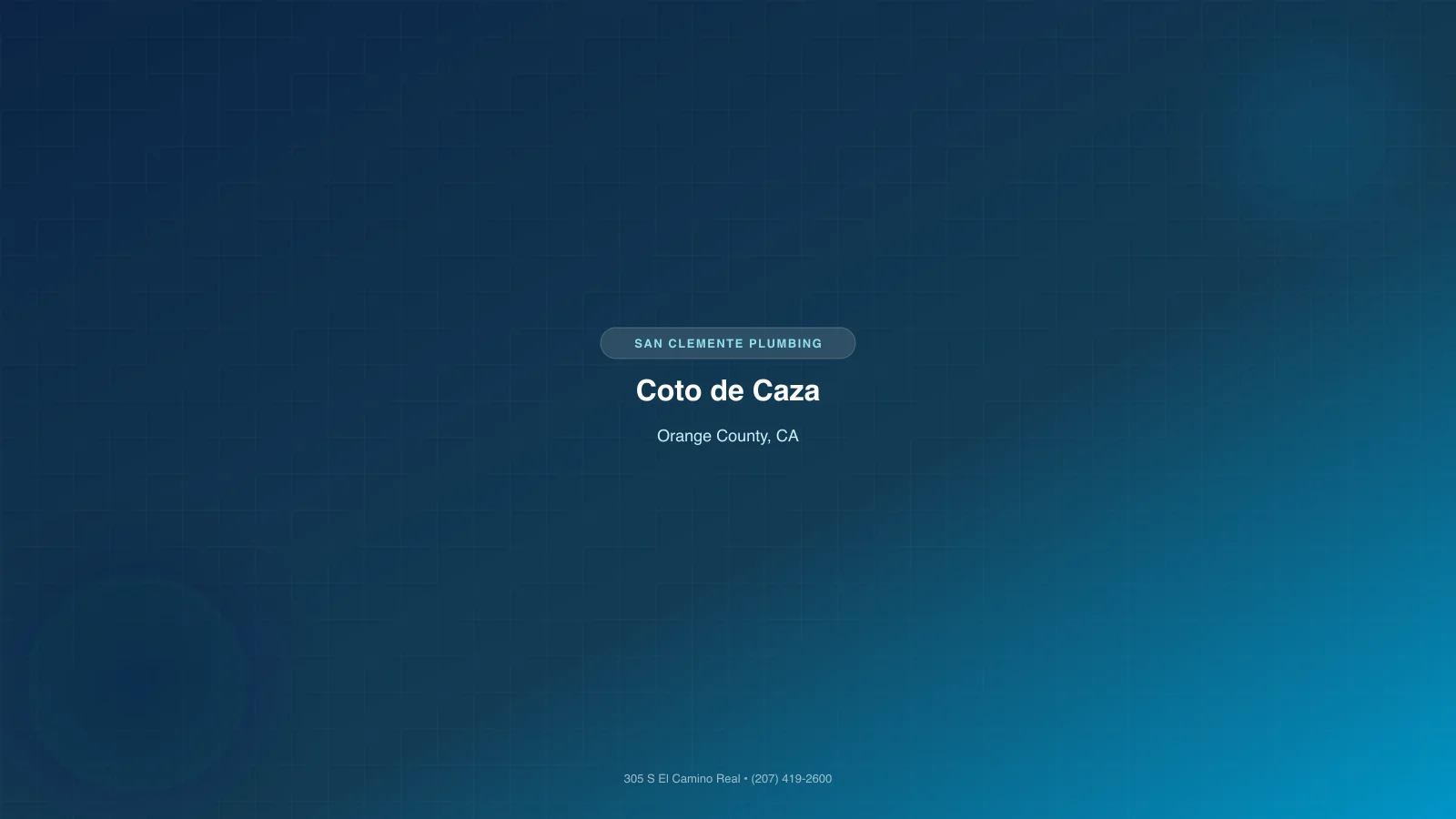 Plumbing services in Coto de Caza CA