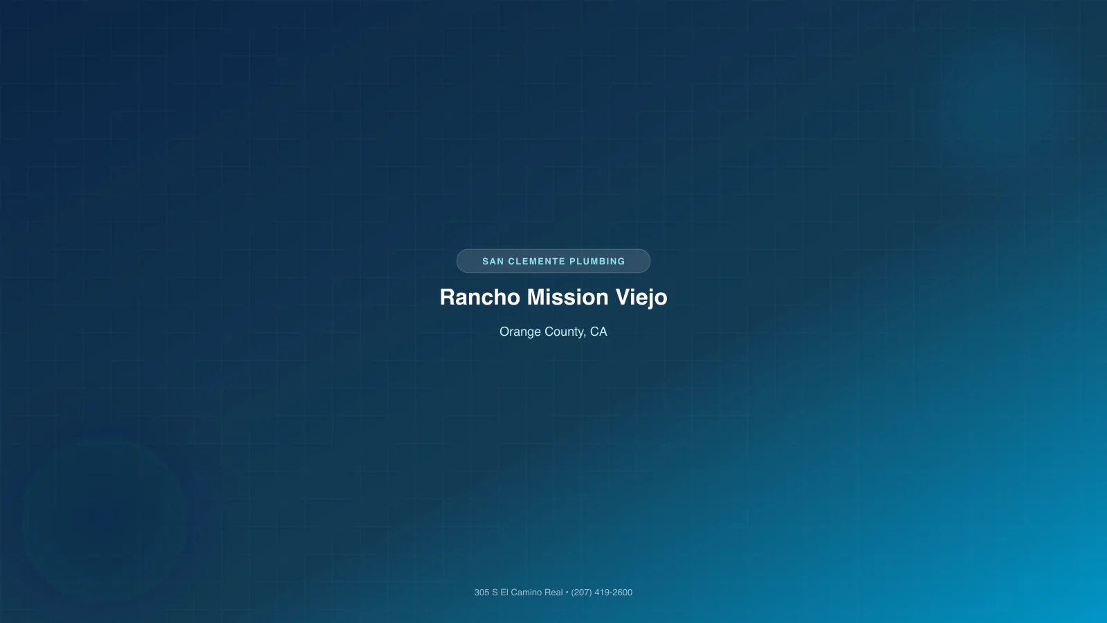 Plumbing services in Rancho Mission Viejo CA