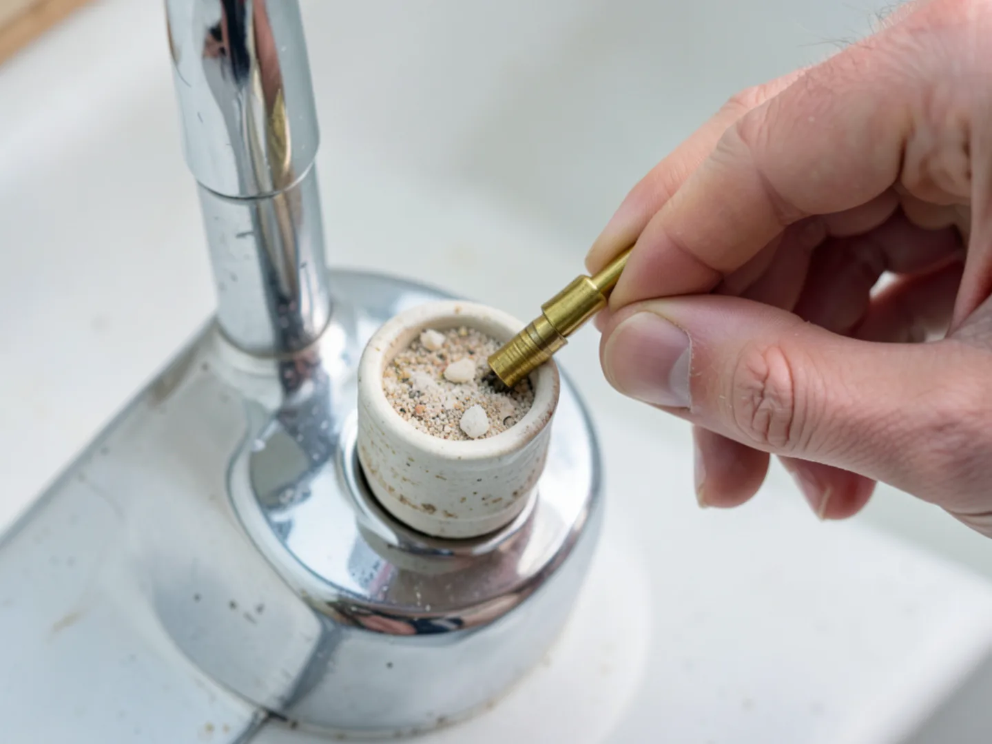 Licensed plumber performing faucet & sink repair using code compliant materials