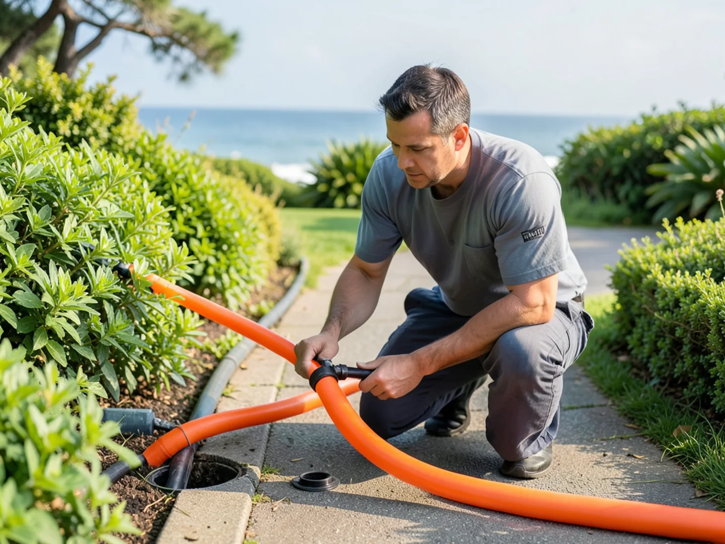 Licensed plumber performing hydro jetting & sewer cleaning using code compliant materials