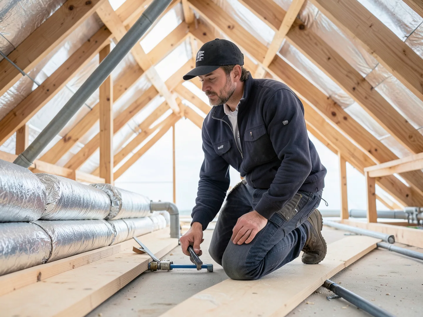 Licensed plumber performing whole-house plumbing inspection using code compliant materials