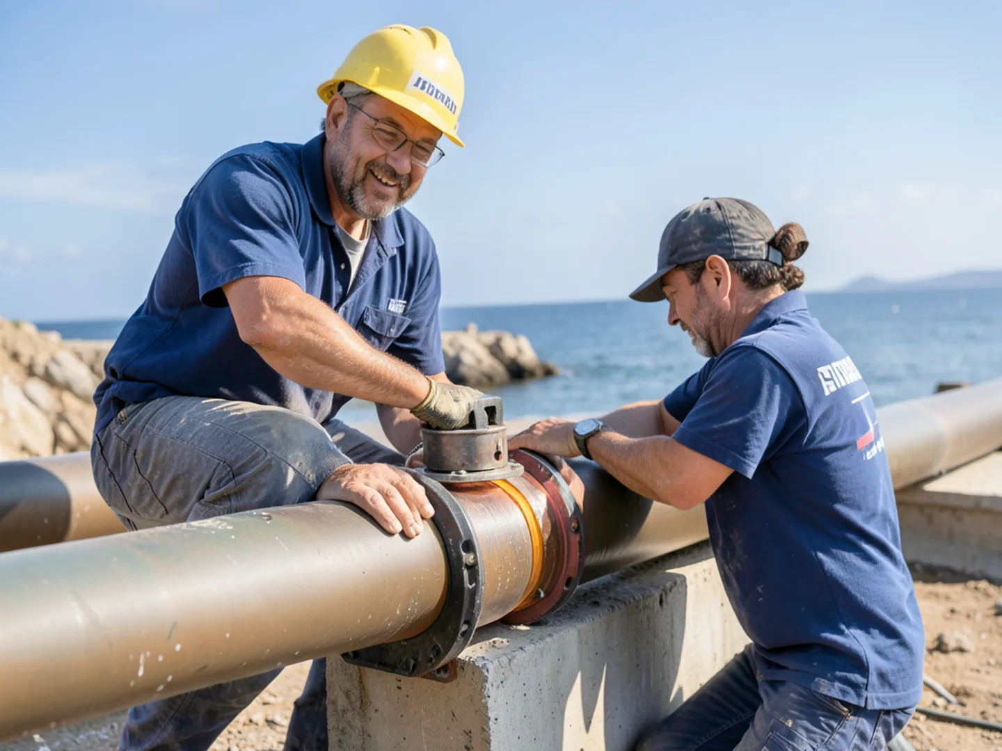 Licensed plumber performing sewer line replacement using code compliant materials