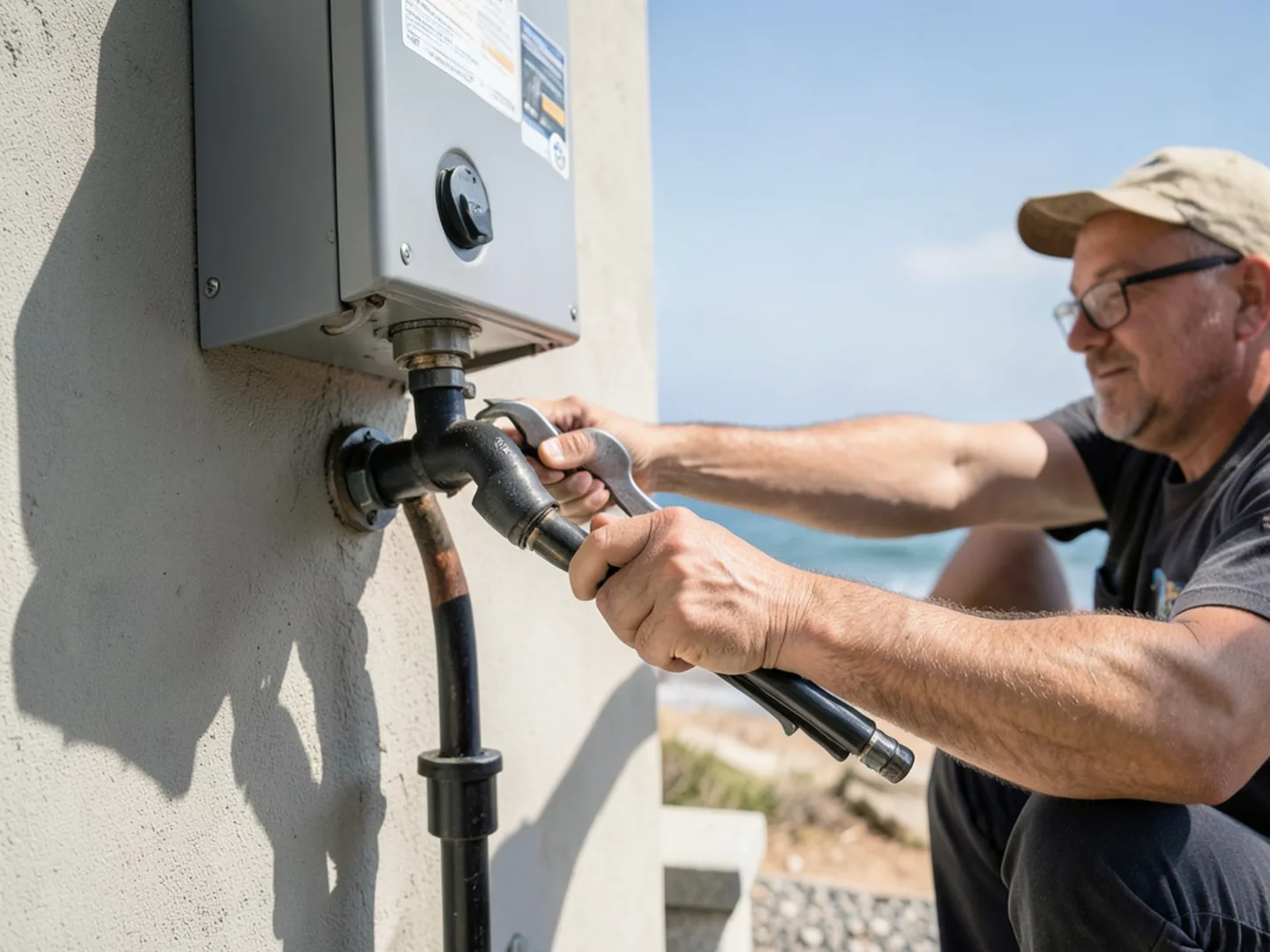 Diagnostic inspection for tankless water heater installation in San Clemente home